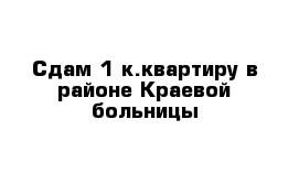 Сдам 1 к.квартиру в районе Краевой больницы